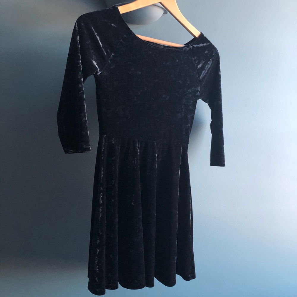 Black crushed velvet dress